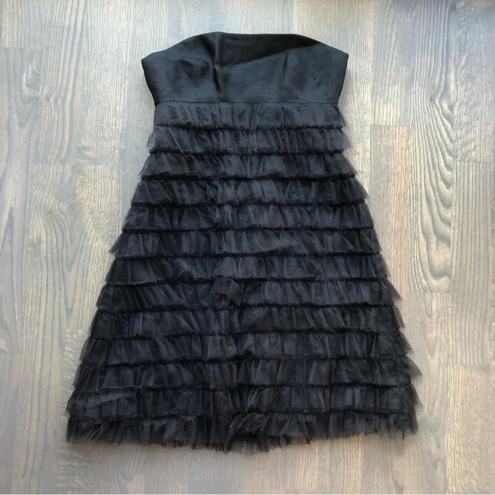 J. Crew Black Strapless Dress w/ Layers of Tuille - Picture 1 of 10